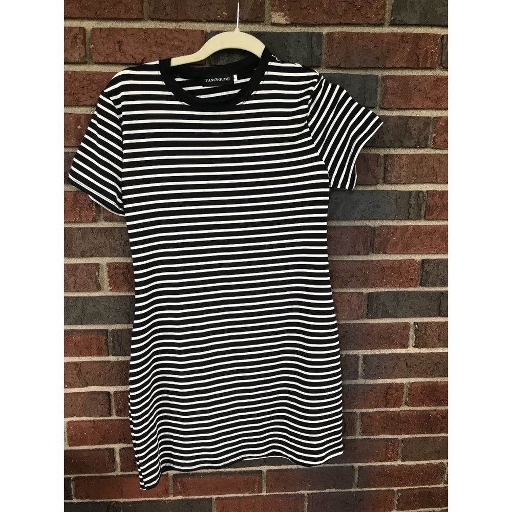 NWT black & white striped t-shirt dress